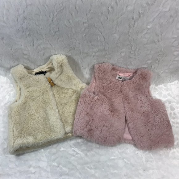 Cute Faux Fur Vest Lot of 2 so sweet